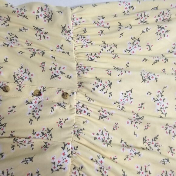 No Boundaries Juniors M 7-8 Peasant Mini Dress Yellow Floral Hi Low Summer - Picture 6 of 15